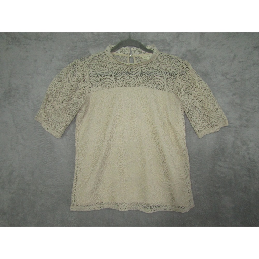 A Diva Cream Lace Top Women's sz M Fairy Dainty Neutral‎